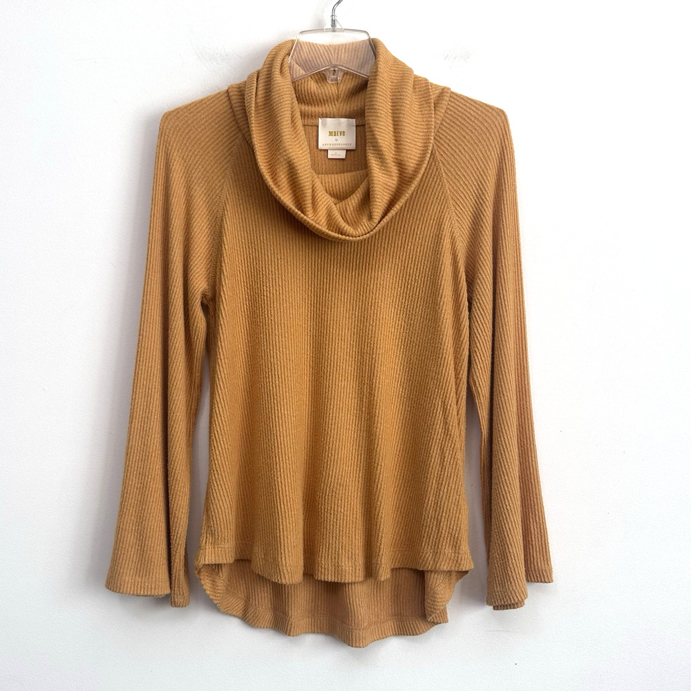 Anthropologie Maeve Vanna Cowl Neck Sweater S Flared Sleeves Ribbed Boho Top